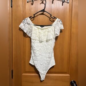 Express Cream Off-Shoulder Bodysuit